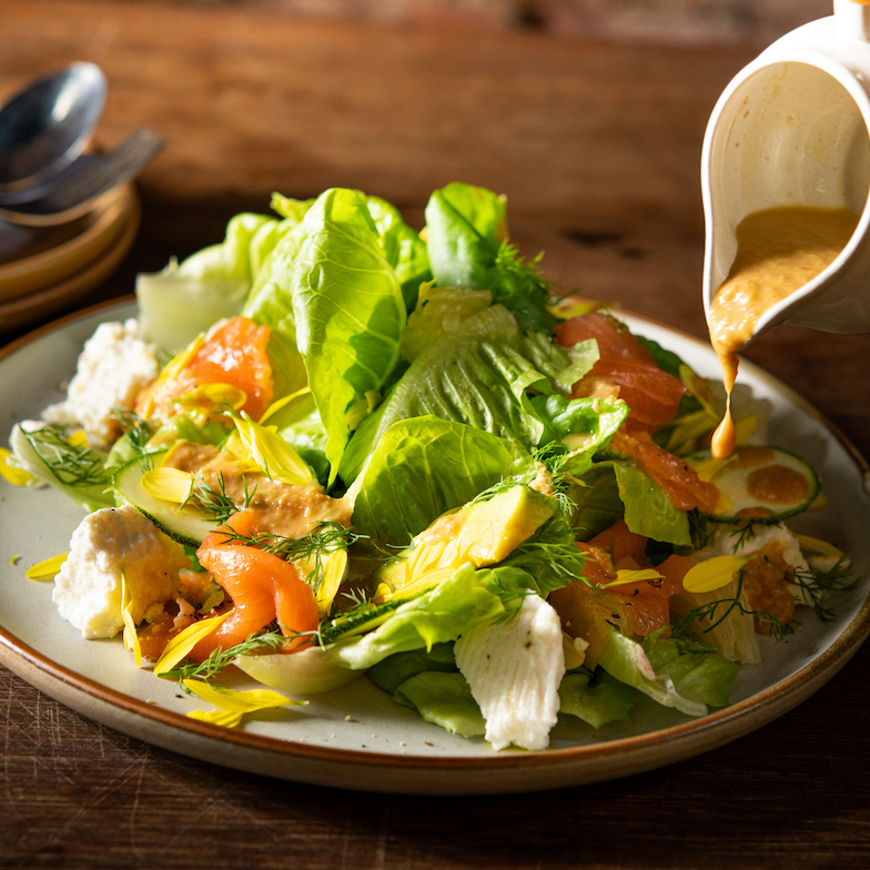 Salmon Avocado with Ricotta Cheese Salad