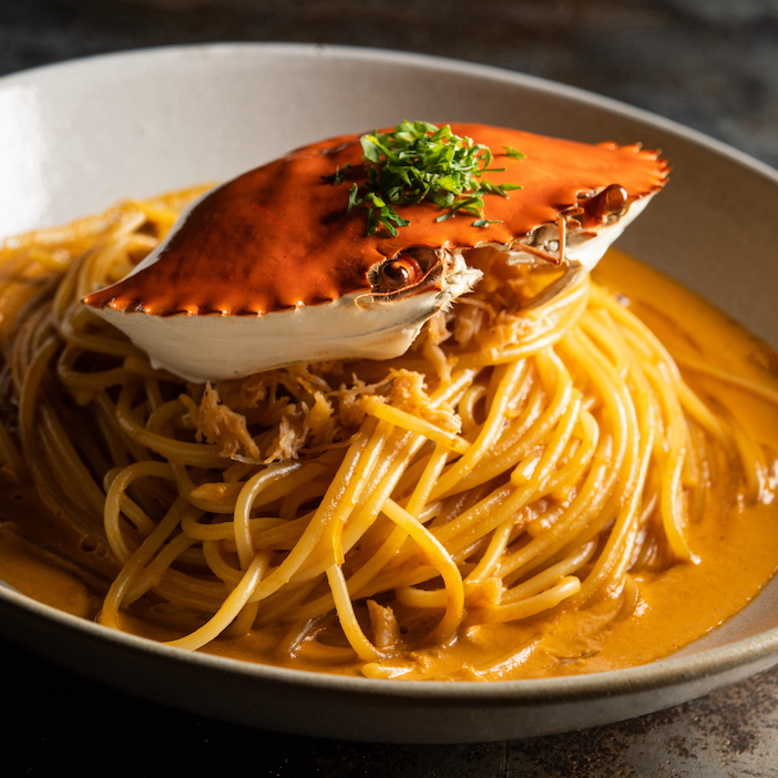 Crab Tomato Cream Spaghetti with Ricotta Cheese