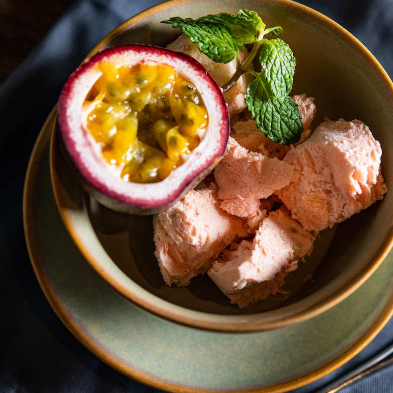 House-made Ricotta Ice-cake with Passion Fruit